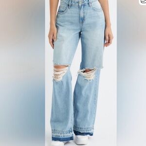 NWT Hidden Nori high rise extra wide leg distressed Light Blue jeans size 26